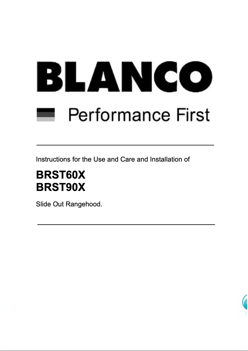 Page n°1 - Manuel utilisateur BLANCO BRST60X