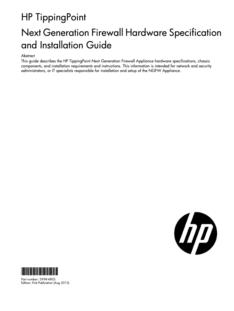 Page 1 de la notice Manuel utilisateur HP TippingPoint S1050F