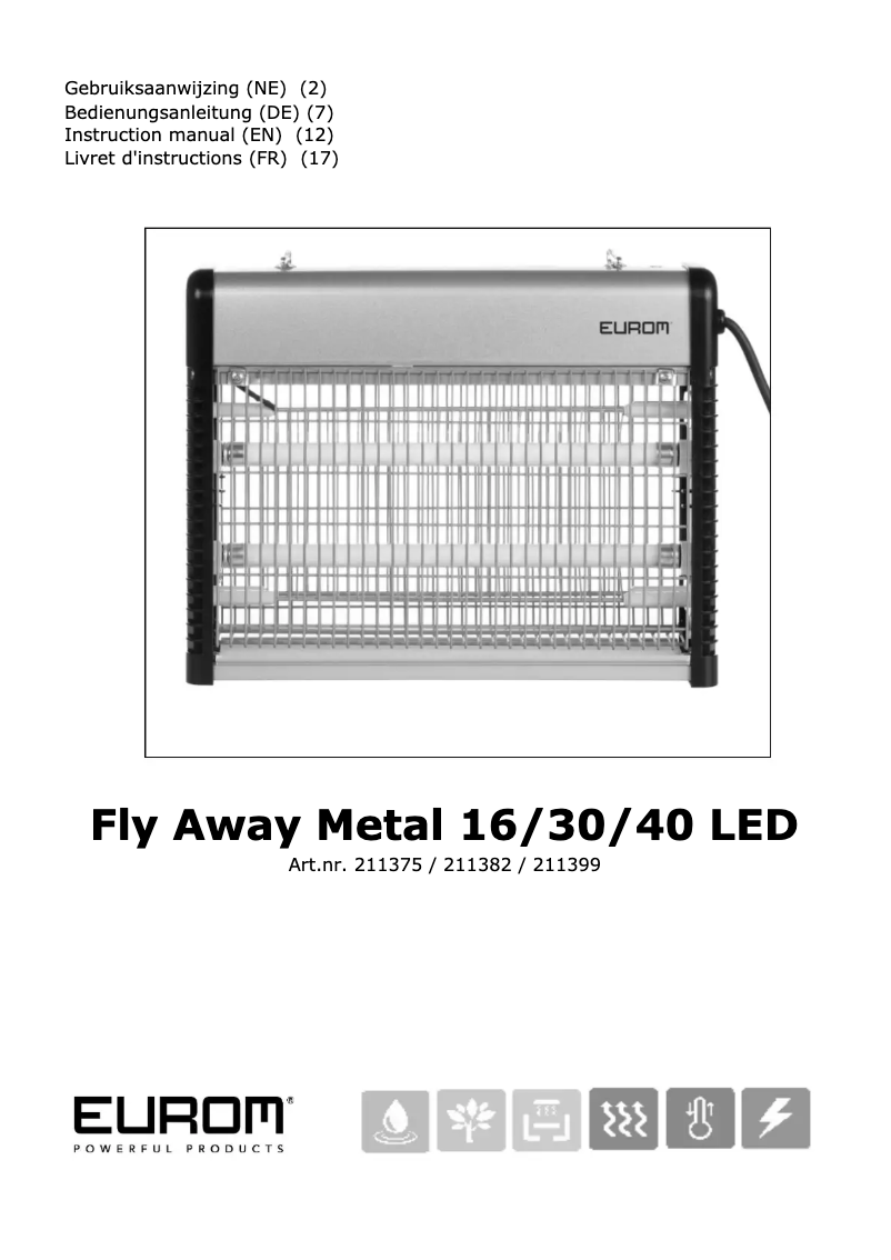 Página 1 del manual Manual de usuario Eurom Fly Away metal 30 LED