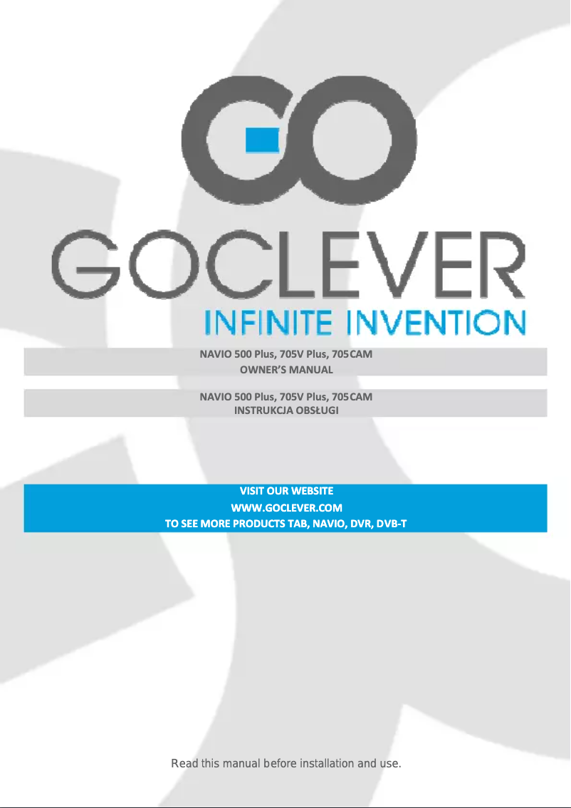 Image de la première page du manuel de l'appareil NAVIO 705CAM