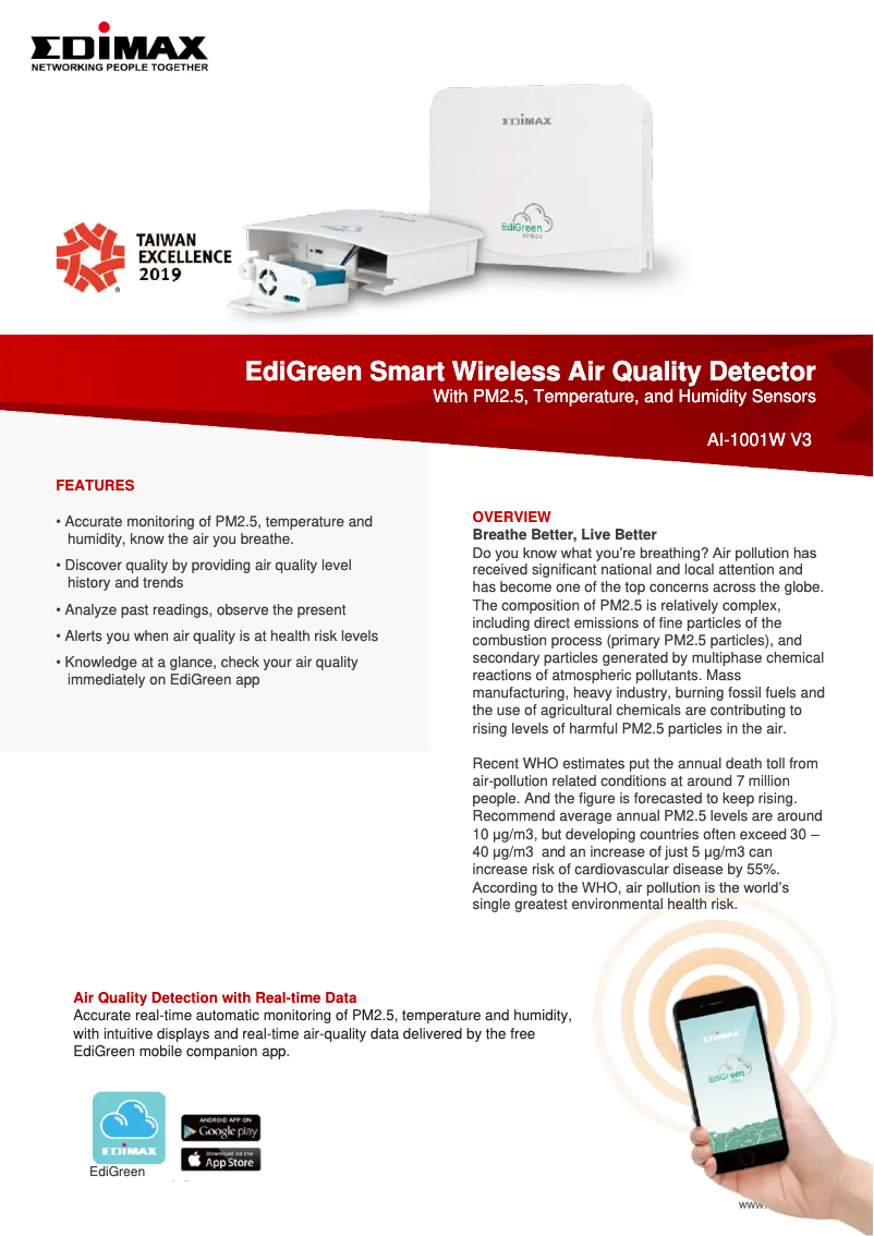 Página 1 del manual Ficha técnica Edimax AI-1001W V3