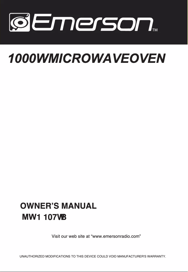 Page n°1 - Manuel utilisateur Emerson MW1107W