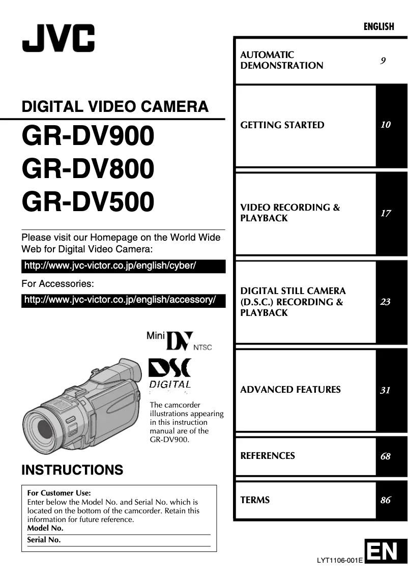 Page 1 de la notice Manuel utilisateur JVC GR-DV500