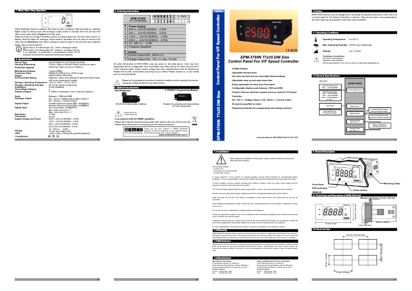 Página 1 del manual Manual de usuario Emko EPM-3790N