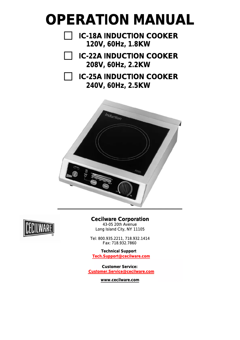 Página 1 del manual Manual de usuario Cecilware IC-18A