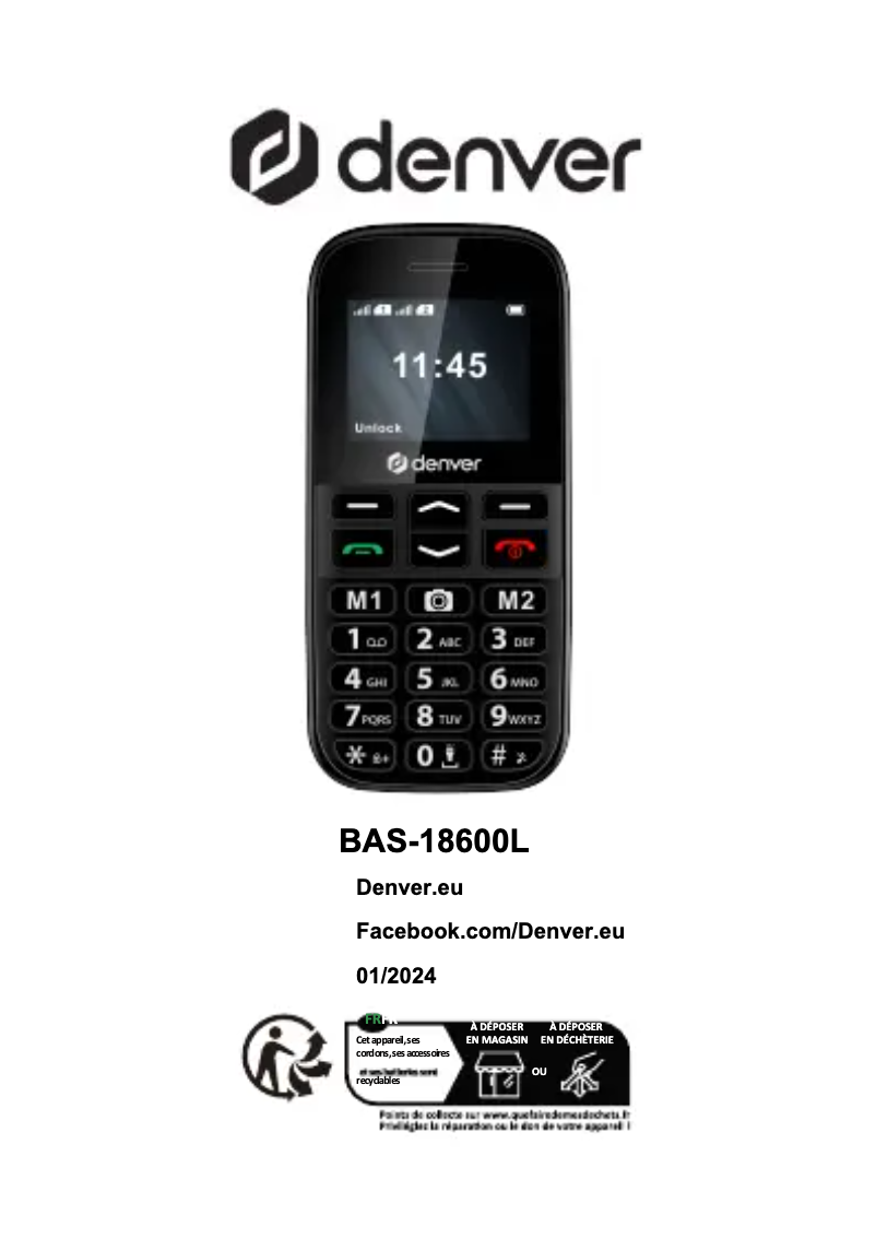 Page n°1 - Manuel utilisateur Denver BAS-18600L