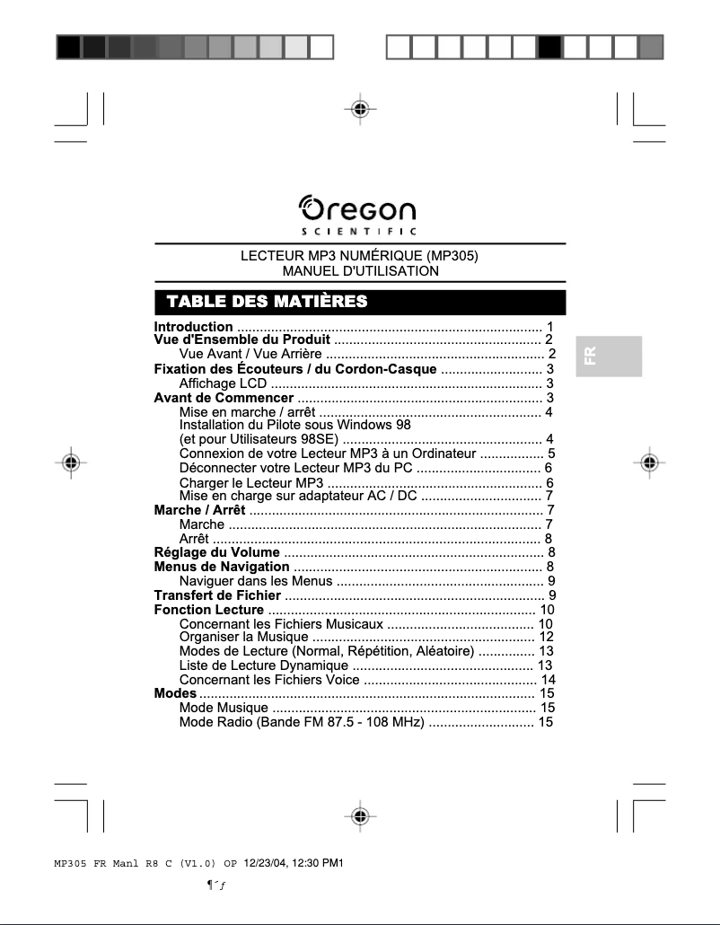 Image de la première page du manuel de l'appareil MP305