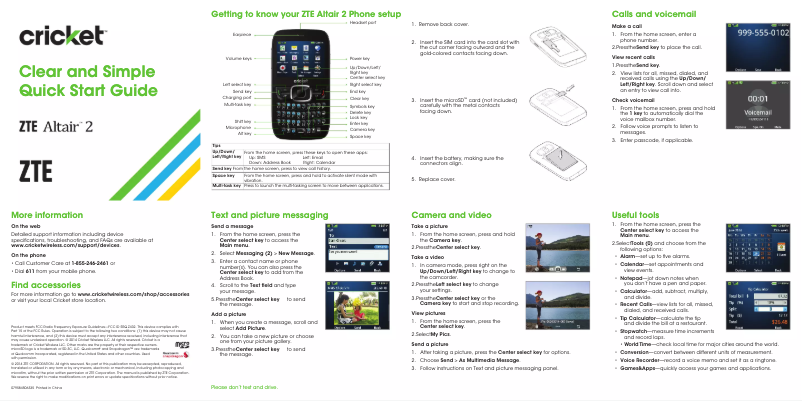 Page 1 de la notice Manuel utilisateur ZTE Altair 2