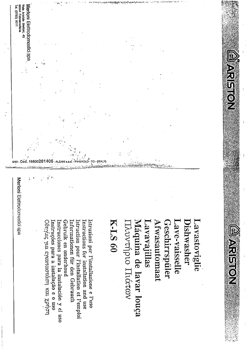 Page n°1 - Manuel utilisateur Ariston Thermo KLS60