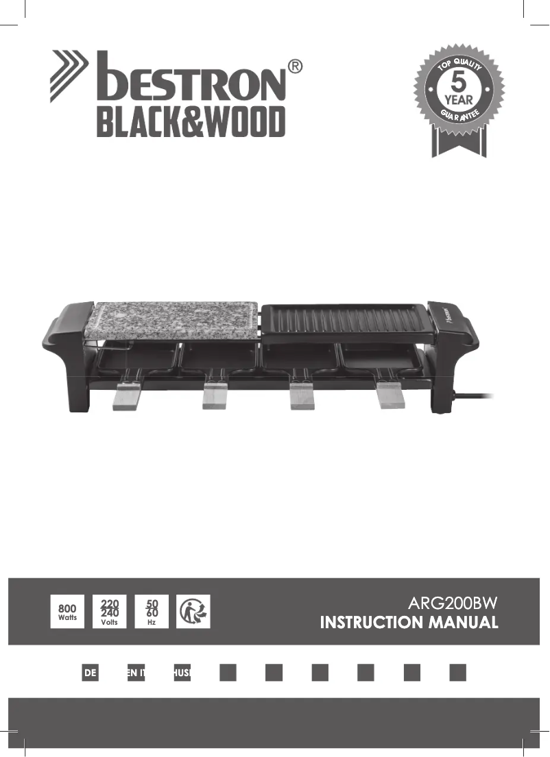 Page 1 de la notice Manuel utilisateur Bestron ARG200BW