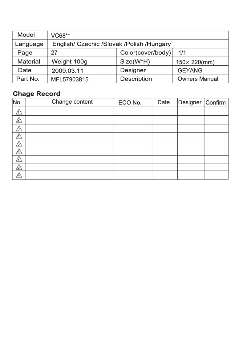 Page n°1 - Manuel utilisateur LG VC6820NHAQ