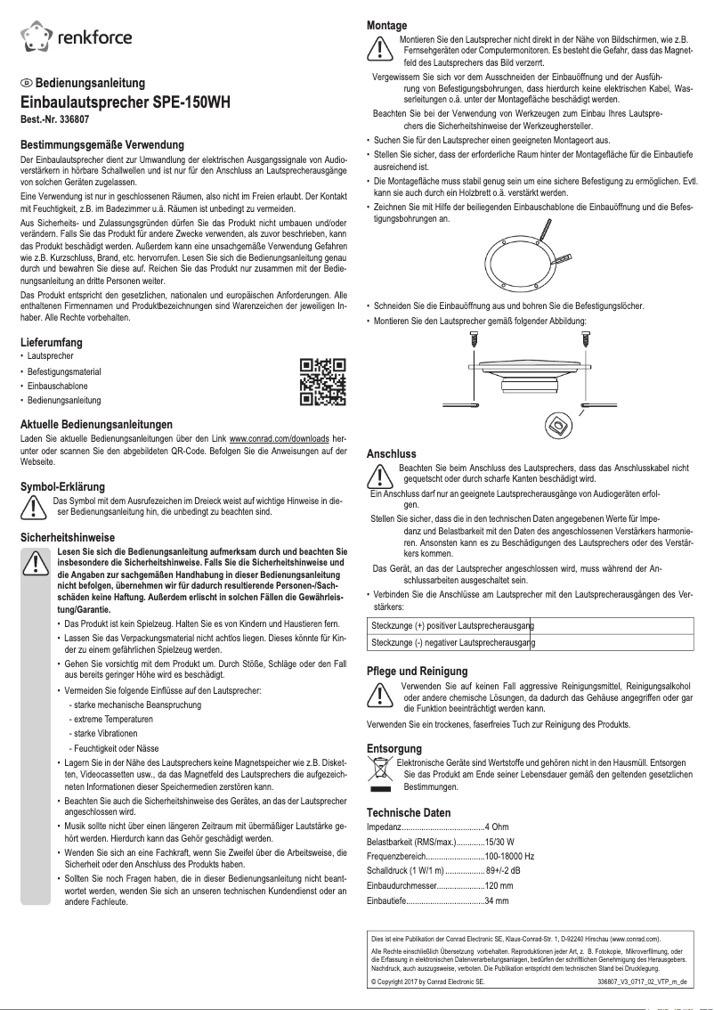 Image de la première page du manuel de l'appareil SPE-150WH