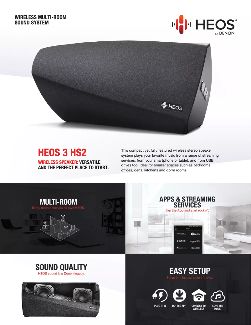 Page 1 de la notice Fiche technique Denon HEOS 3 HS2