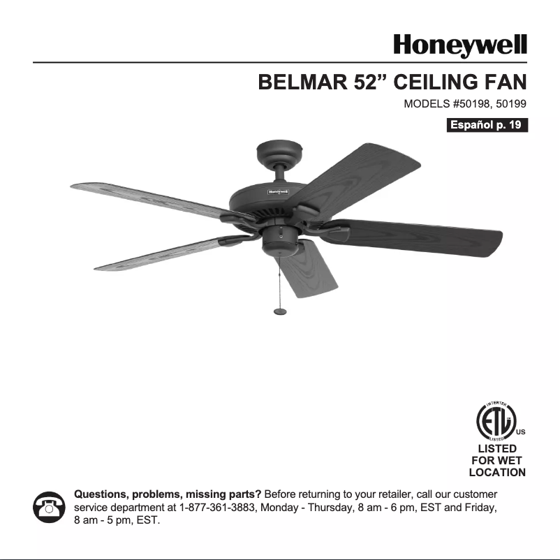 Page n°1 - Manuel utilisateur Honeywell Belmar 50199