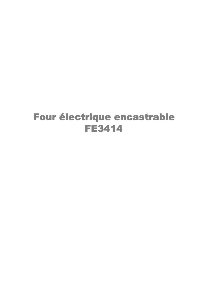Page n°1 - Manuel utilisateur Arthur Martin-Electrolux FE 3414 NG
