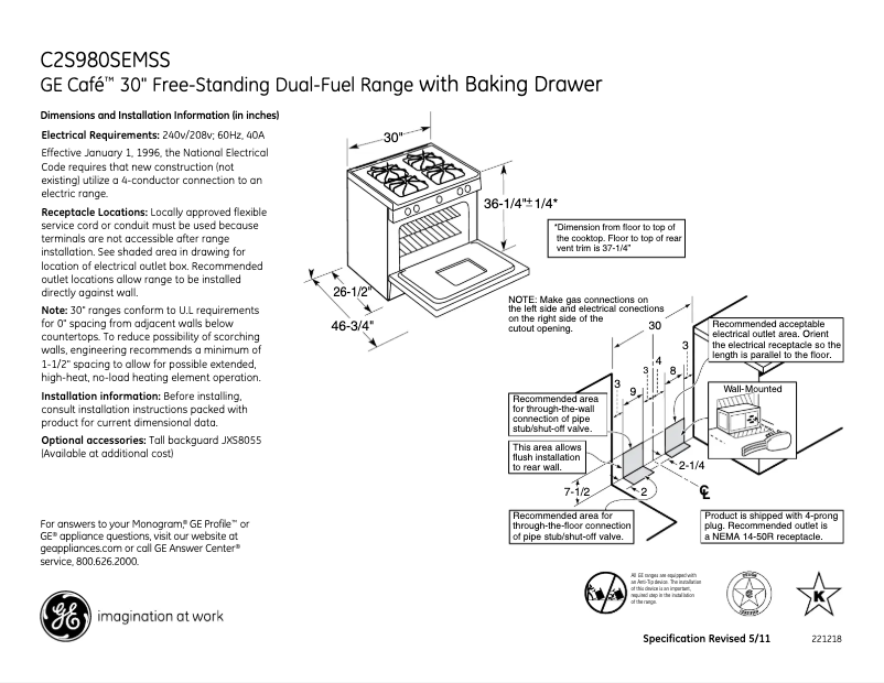 Page n°1 - Fiche technique GE Café C2S980SEMSS