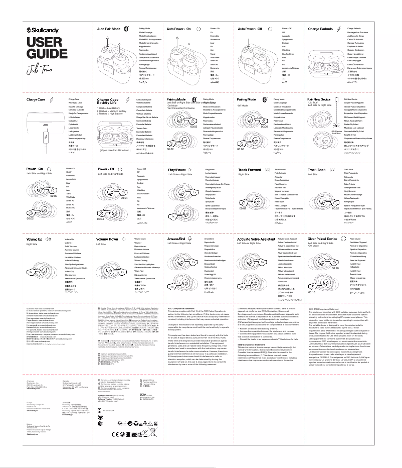 Page 1 de la notice Manuel utilisateur Skullcandy Jib True