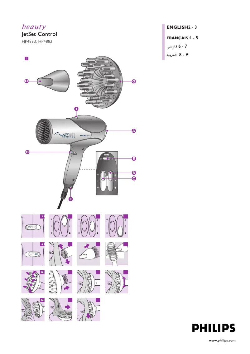Image de la première page du manuel de l'appareil JetSet Control ION HP4883
