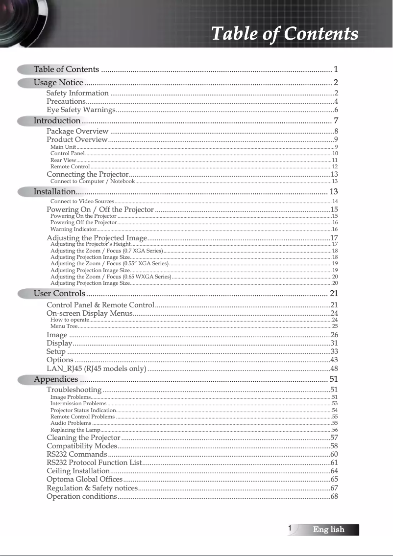 Page 1 de la notice Manuel utilisateur Optoma EW674N