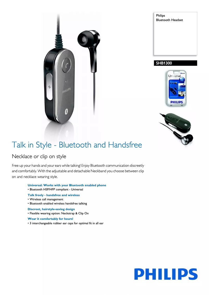 Image de la première page du manuel de l'appareil SHB1300