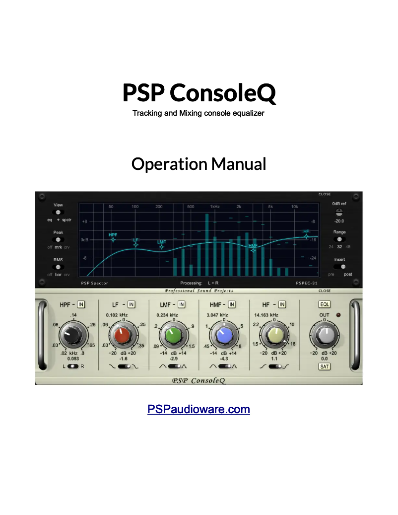 Page n°1 - Manuel utilisateur PSP Audioware PSP ConsoleQ