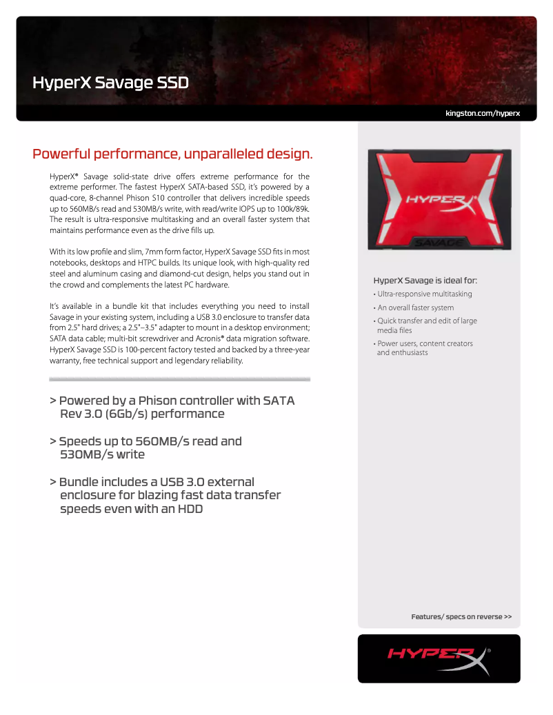 Image de la première page du manuel de l'appareil Savage SSD