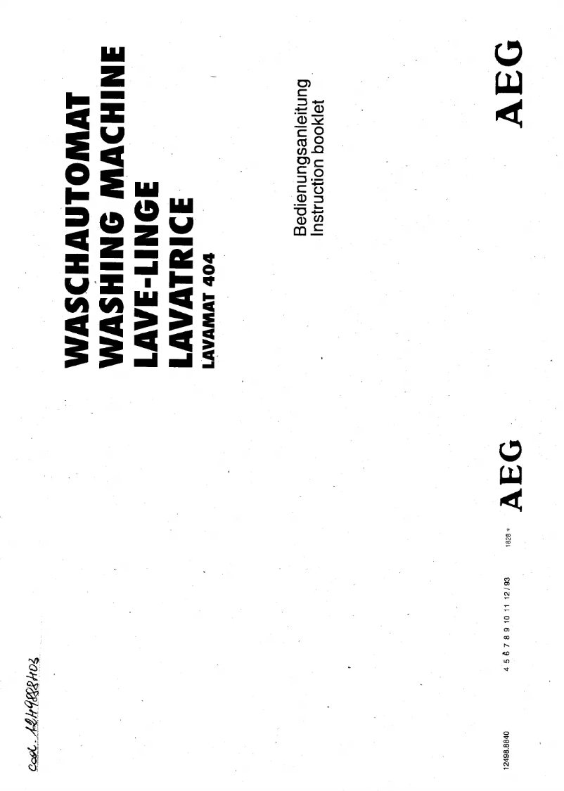 Page 1 de la notice Manuel utilisateur AEG Lavamat 404