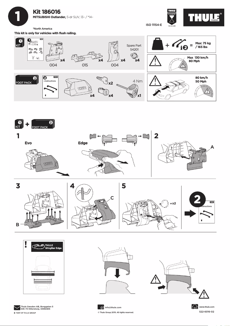 Page n°1 - Manuel utilisateur Thule Kit 186016