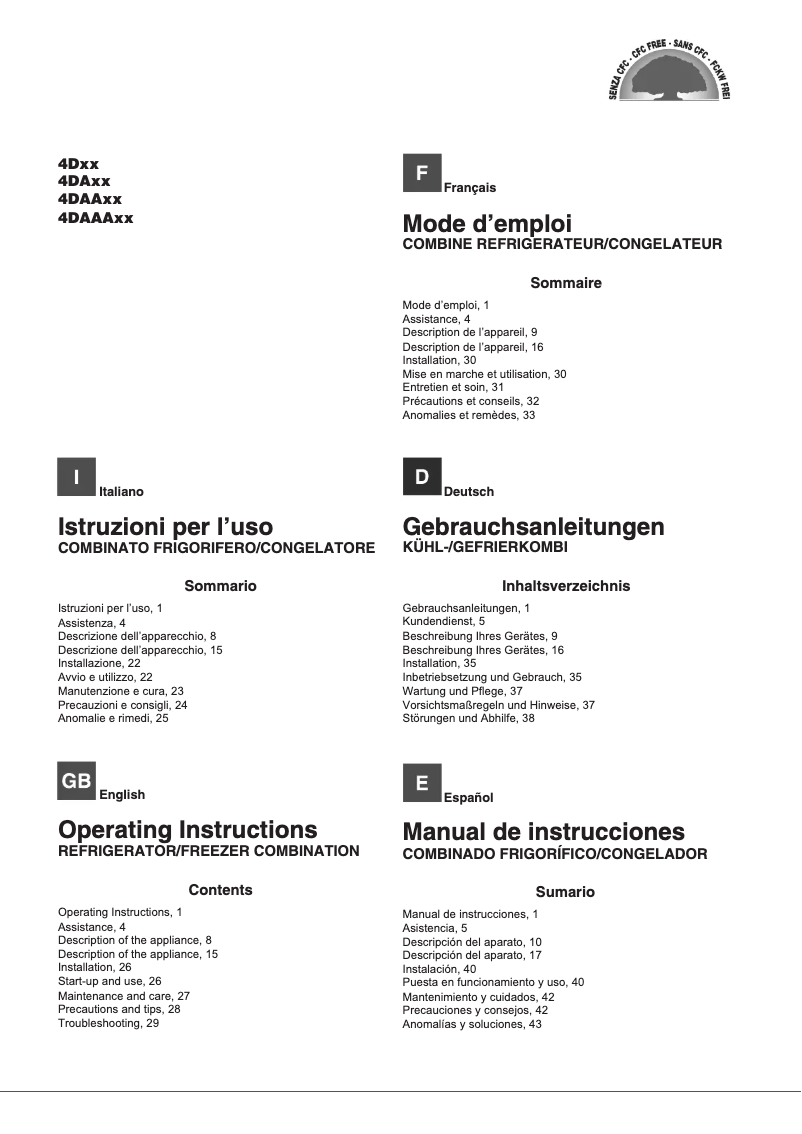 Page n°1 - Manuel utilisateur Hotpoint Ariston 4DAAAxx