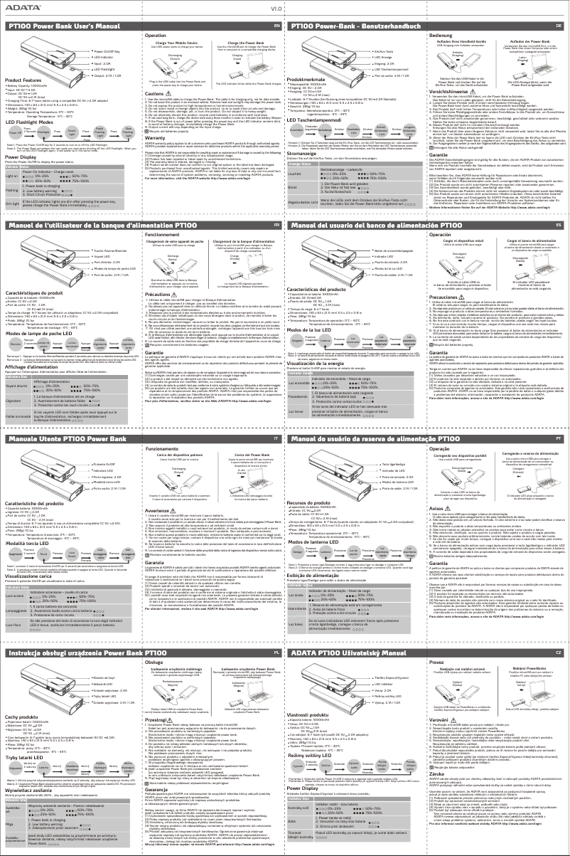 Page 1 de la notice Manuel utilisateur ADATA PT100