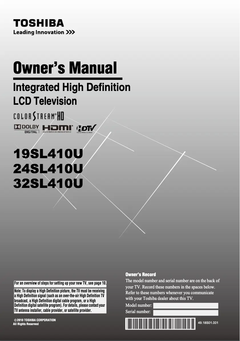 Image de la première page du manuel de l'appareil 19SL410U