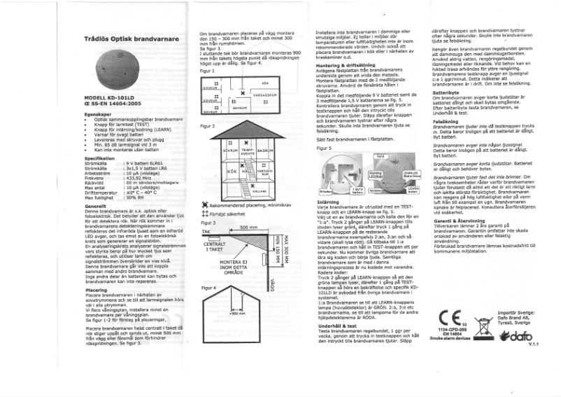 Page 1 de la notice Manuel utilisateur Dafo KD-101LD