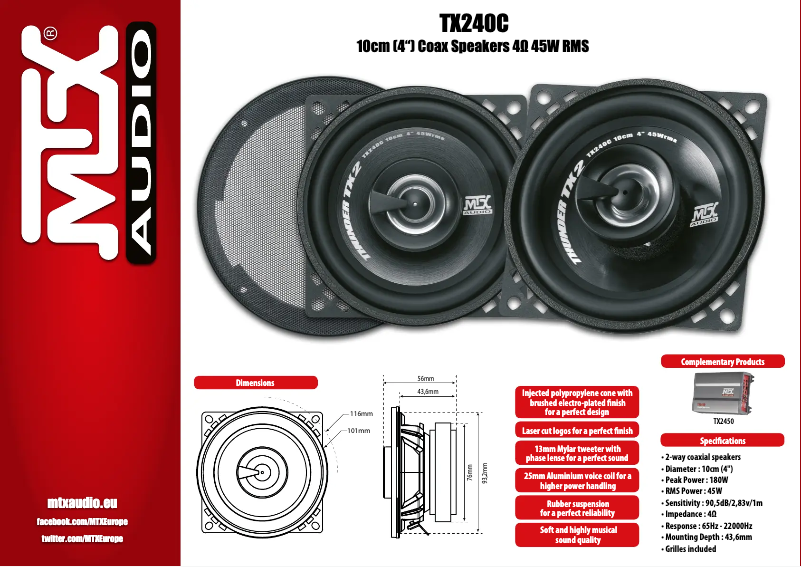 Page 1 de la notice Manuel utilisateur MTX Audio TX240C
