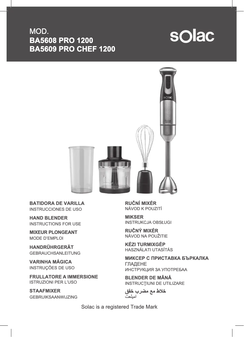 Page n°1 - Manuel utilisateur Solac Pro Chef 1200 BA5609