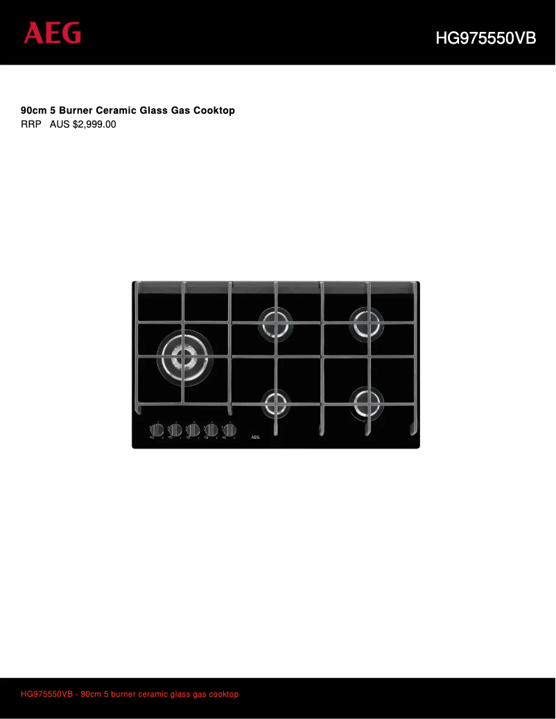 Página 1 del manual Ficha técnica AEG HG975550VB