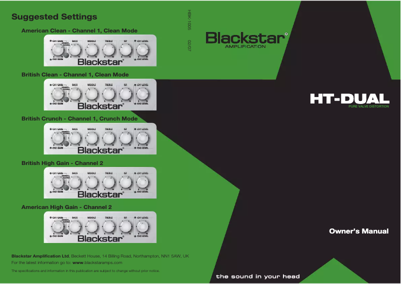 Page n°1 - Manuel utilisateur Blackstar HT-Dual