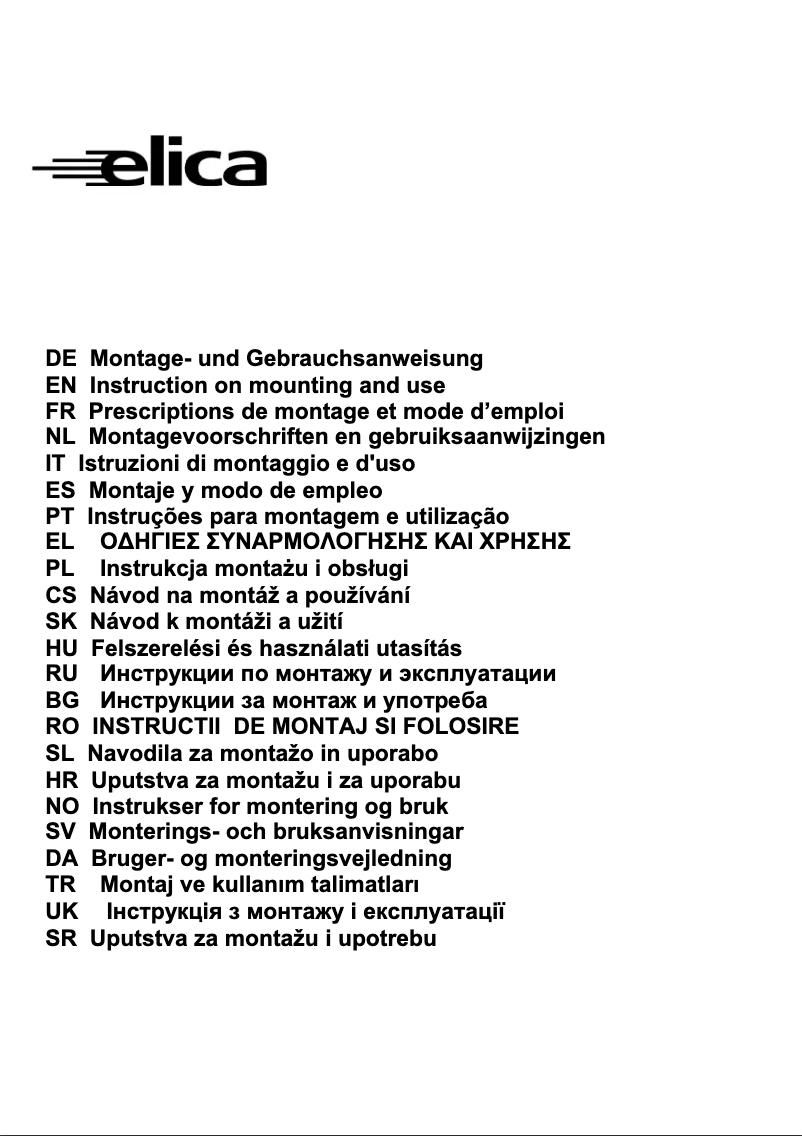 Page n°1 - Manuel utilisateur Elica FEEL EUPHORIA F/80
