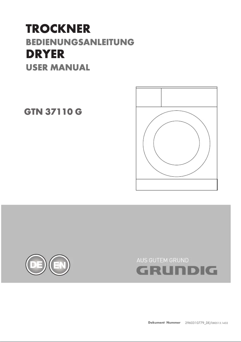 Page 1 de la notice Manuel utilisateur Grundig GTN 37110 G