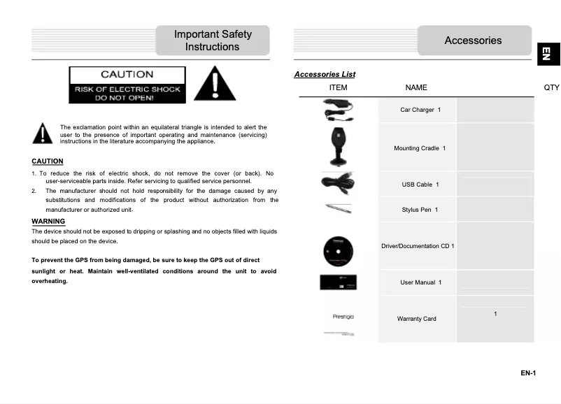Image de la première page du manuel de l'appareil GeoVision 5055 iGo