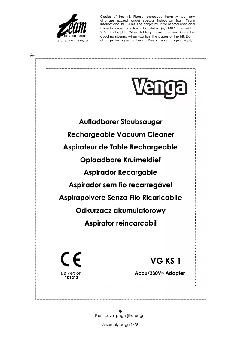 Página 1 del manual Manual de usuario Venga VG KS 1