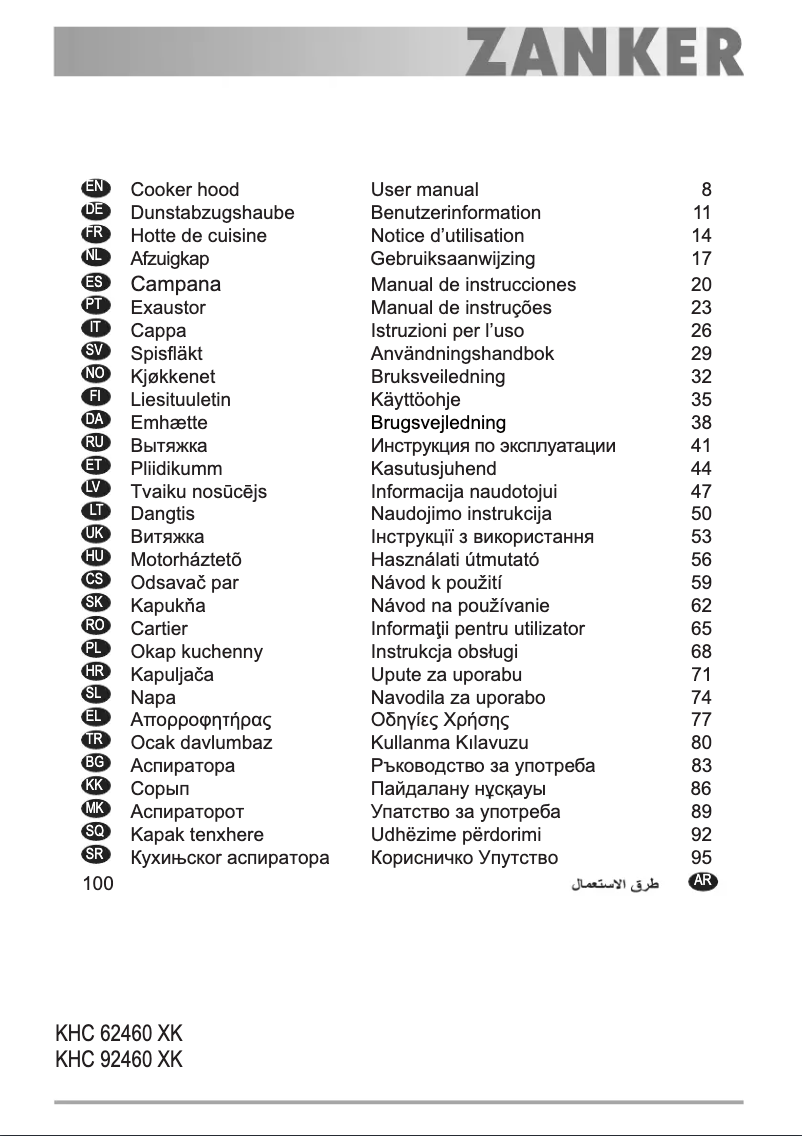 Page 1 de la notice Manuel utilisateur Zanker KHC92460XK