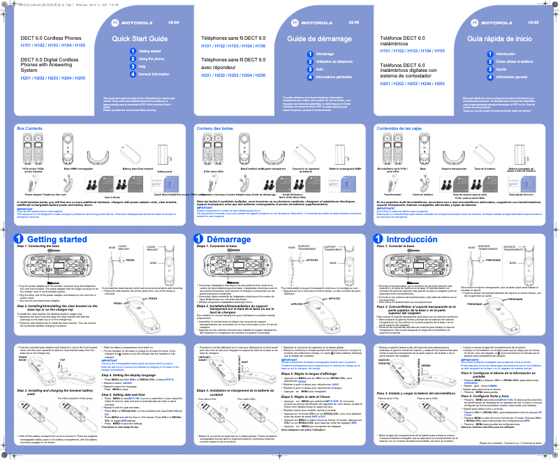 Página 1 del manual Manual de usuario Motorola H101