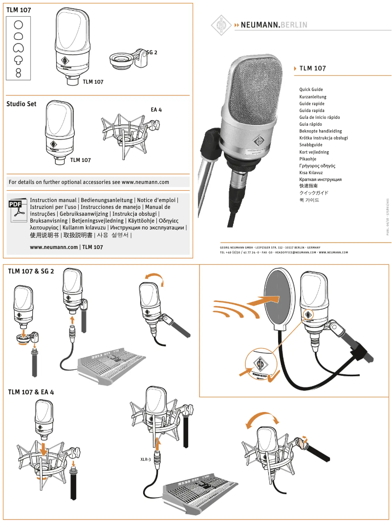 Page 1 de la notice Guide de démarrage rapide Neumann TLM 107