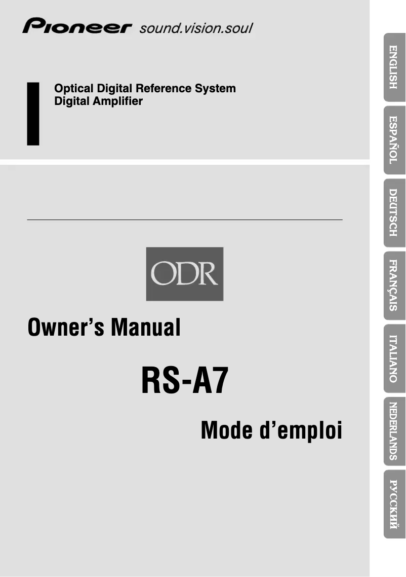 Page n°1 - Manuel utilisateur Pioneer RS-A7