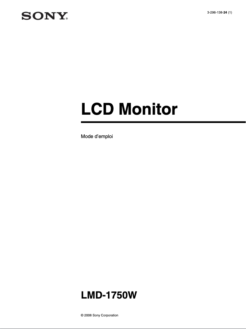 Page 1 de la notice Manuel utilisateur Sony LMD-1750W