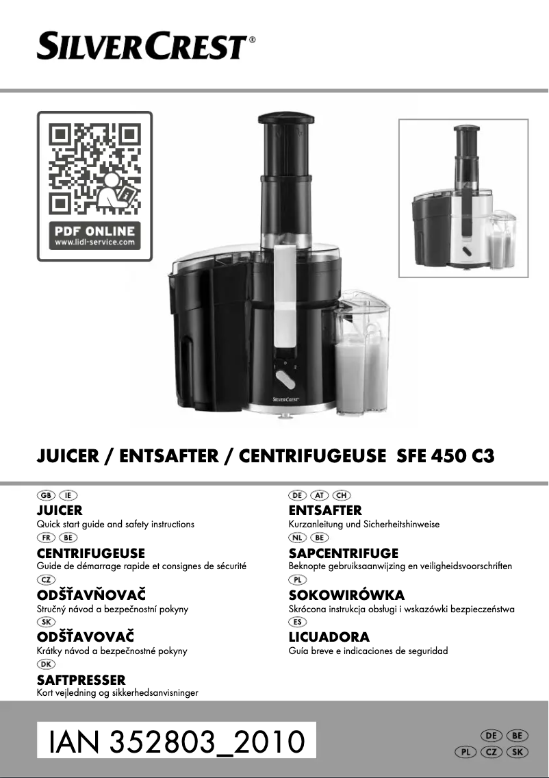 Page n°1 - Manuel utilisateur SilverCrest SFE 450 C3