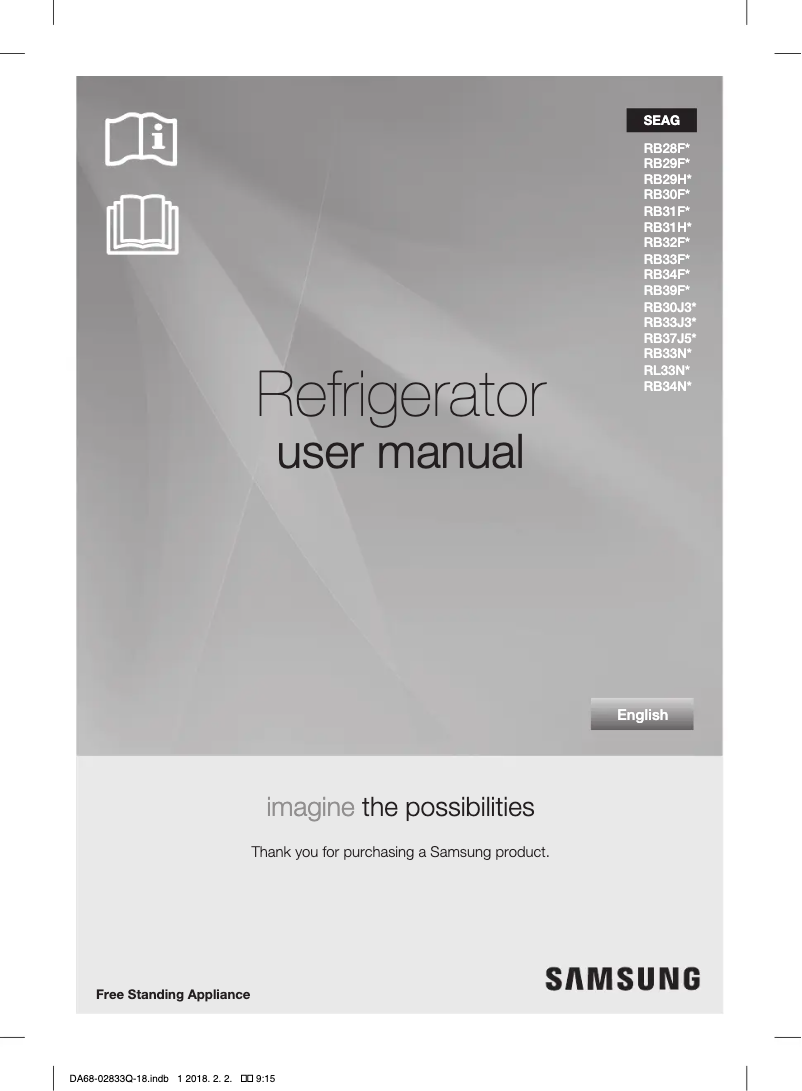 Page 1 de la notice Manuel utilisateur Samsung RB31FEJNCSS