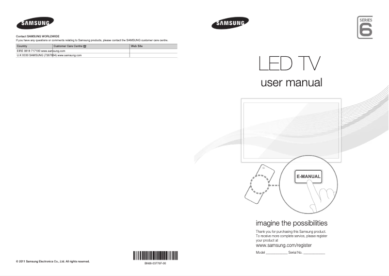 Page 1 de la notice Manuel utilisateur Samsung UE46D6510