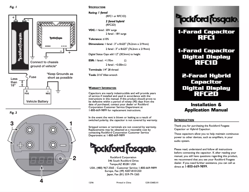 Page n°1 - Manuel utilisateur Rockford Fosgate RFC1D