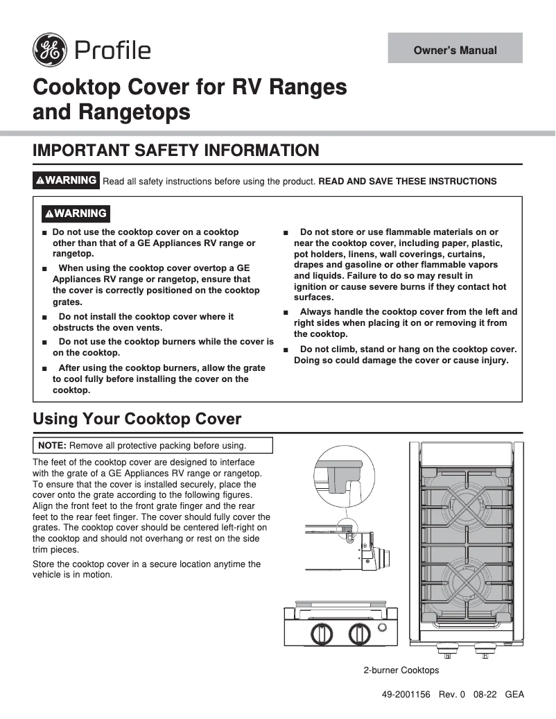 Image de la première page du manuel de l'appareil Profile JXCVR240T